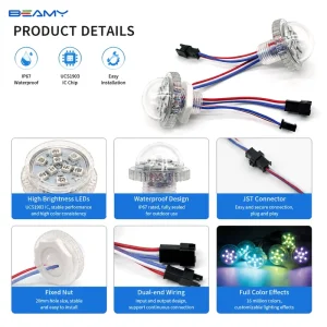 BM WS2811 Addressable RGB Pixel LED Module String Light IP67 Waterproof Programmable Lighting for Theme Park Outdoor Decoration