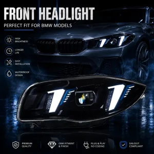 BMW E87 1 Series LED Headlights Assembly Laser Lens Projector Fang DRL Dynamic Turn Signal Retrofit Headlamp