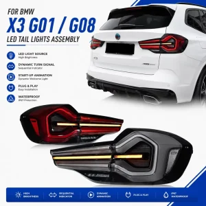 BMW X3 Taillight Assembly G01 G08 Upgraded with New LED Sequential Turn Signals