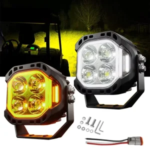 Baja Racing Style LED Auxiliary Light Pods Amber Lens for Off Road Truck SUV UTV