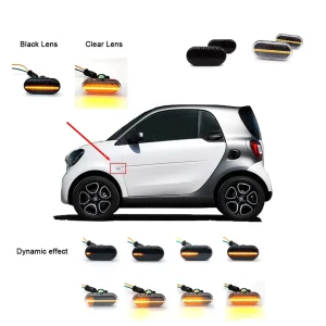 Black Clear Lens LED Dynamic Side Marker Light Side Turn Signal Light for Benz Smart Fortwo W453 C453