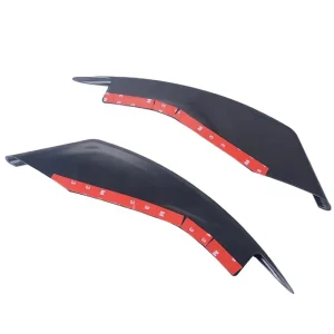Black Front Bumper Vent Winglets Fog Light Canard Strip Trim for Ford Mustang