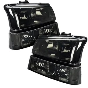 Black Front Headlight Assembly for Chevy Silverado 1500 2500 3500 HD Driver Passenger Side Clear