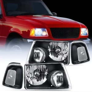 Black Housing Headlight Assembly Halogen Car Headlight for Ford Ranger