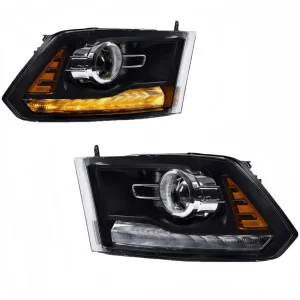 Black LED Headlights 68001484AE 68001484AG for Dodge Ram 1500 2500 3500 Headlamp Replacement Auto Head Lamp