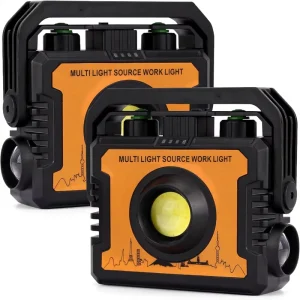 Black PVC Magnetic LED Rechargeable Work Light 7 Modes 270 Rotatable 1500LM Waterproof COB Portable Hook Emergency