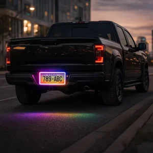 Bluetooth APP LED License Plate Light US Standard for American Cars RGB Multi-Color Dynamic Modes Plug & Play IP65 Waterproof