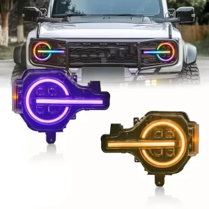 Bronco Headlight Chase and Pure White Durable Automotive Headlight Assemblies LED Lighting Accessories for Bronco Vehicle