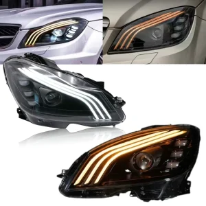 C Class C200 C260 C300 W204 Headlight X204 DRL LED Turn Signal Head Lamp Modified Upgrade to Maybach Style for Benz