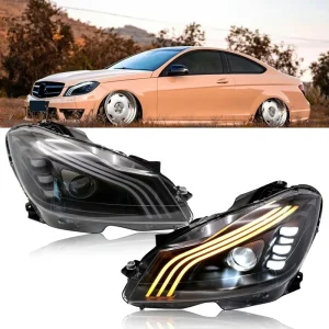 C Class C200 C260 C300 W204 X204 DRL LED Turn Signal Headlight Head Lamp Modified Upgrade to Maybach Style for Benz