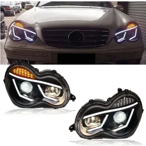 C Class W203 X203 DRL LED HID Xenon Turn Signal Headlight Head Lamp Modified Upgrade Front Light for Benz