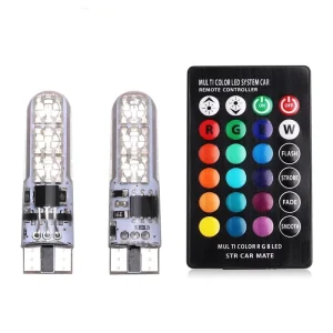 CAR-REFINE RGB T10 LED Light Bulbs White Amber Red Yellow W5W LED T10 Car License Plate Dash Instrument Daytime Running Lights