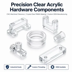 CNC Precision Clear Acrylic Hardware Fittings Kit 6-Piece Threaded Bracket Connector Mounting Plate Modular Assembly Set