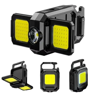COB LED Work Light Rechargeable Magnetic Inspection Lamp for Car Repair Mini Work Light Keychain Flashlight for Outdoor