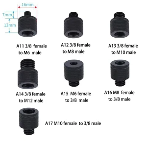Camera Thumb Screw Accessories Bracket Screws 3/8 to 1/4 to M6 M8 M10 M12 Nut to Head Camera Tripod Base Conversion Screws