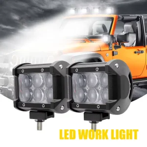 Car Accessories 18w 1800lm White Color Led Work Light Spot Flood Die casting Aluminum Auxiliary Lights for jeep Truck Suv Etc