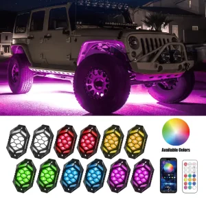 Car Accessories App Control 12V 24V Led Rock Lights for Jeep Truck ATV Off road 4 8 12 Pods RGBW Underglow Underbody Lights