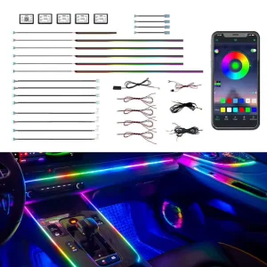 Car Ambient Light Kit 22 in 1 18 in 1 10 in 1 Rgb Car Interior Optical Acrylic Strip Symphony Car Led Lamp