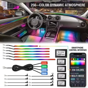 Car Ambient Light Kit 22 in 1 APP Remote Control RGB Dynamic Symphony Color Interior LED Strip Car Atmosphere Lighting Kit