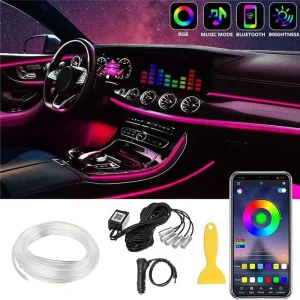 Car Ambient Lights APP Remote Control RGB LED Strip Aviation Aluminum 12V for Car Interior Atmosphere Decoration Universal Fit