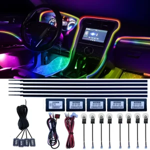 Car Atmosphere Light 4 in 1 RGB Acrylic Ambient Light Color Changing LED Bulbs for Interior Decoration