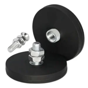 Car Base Screw Mount Magnetic Holder Super Strong Neodymium Pot Magnet Rubber Coated Magnets with External Thread