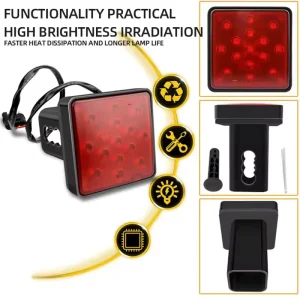 Car Brake Tail Lamp Red Black Shell 15 LED Auto Reverse Stop Signal Lamp Rear Brake Light for Pickup Vehicle Trailer