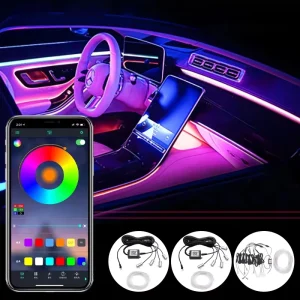 Car Cold Light Line Auto 12V Fiber Optic Decor Lamp RGB Ambient Lighting Interior LED Strip for Decoration Accessories