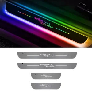Car Door Sill Strip with Wireless Ambient Lighting Welcome Pedal LED Sensor Light Interior Decoration Flowing Light Breathing