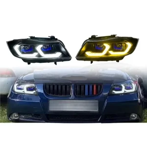Car E90 LED Headlight Assembly Auto RGB DRL Dual Color Style LED Laser Headlights for BMW 3 Series E90