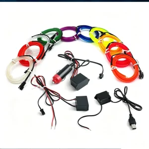 Car EL Wire Interior Ambient Light Strip 10 Colors Flexible Neon Cold Light Kit USB Cigarette Lighter Auto Dashboard Atmosphere