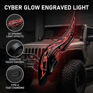 Car Exterior LED Cyberpunk Glowing Roof Fin Spoiler RGB 7 Color Remote Control Waterproof Universal SUV