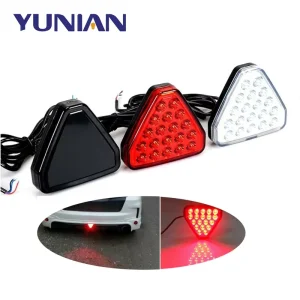 Car F1 Style Triangle Red LED Rear Bumper Tail Stop Strobe Light Universal Car Center Brake Lights Accessories