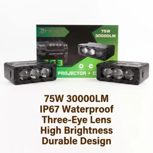 Car Grille Lights 75W 30000LM Three Eye Lens Bi Led Projector Lens Grille Light LED Grill Lights