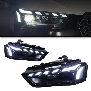 Car Headlight Assembly For Audi A4L B8.5 Upgrade RS5 Style LED Lens DRL Sequential Turn Signal Lamp