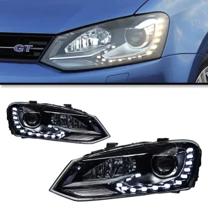 Car Headlights for Volkswagen Polo LED Headlight Assembly Front Lamp Teardrop DRL Projector Lens Low Beam