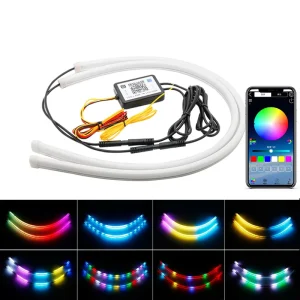 Car Hood Light Strip Auto Headlights White Turn Signal Light Car Yellow Brake Flow Light