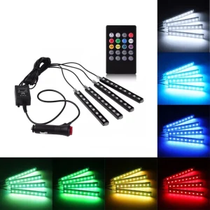 Car Interior Accessories Atmosphere Lights Smart LED Light Strips 9Led 12Led 18Led With App RGB Auto Pedal Car Decoration Light