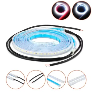Car Interior Door Welcome Light LED Safety Warning Strobe Signal Lamp Strip 120cm Waterproof 12V Auto Decorative Ambient