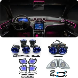 Car Interior Front Rear Turbine Air Outlet RGB Colors 12V Air Vent Ambient Light for Mercedes C Class W206 GLC X254