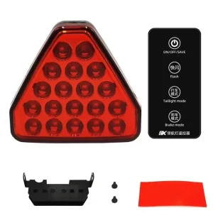 Car LED Brake Light 12V Red Triangle F1 Style Tail Light Strobe Parking Warning Light Anti collision Lamp for Car Truck RV