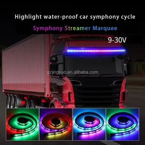 Car LED Colorful Arrow Light Bar 9-30V Intelligent Flowing Light Running Horse Automobile Light Loop Changing Lamp Strip