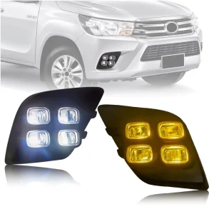 Car LED Day Light for Toyota Hilux Revo Vigo DRL Daytime Running Turn Signal Light Fog Lamp