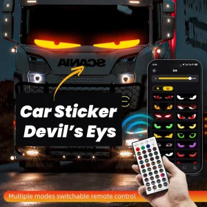 Car LED Devil Eyes Light Sticker RGB APP Control Sound Active Headlight Strip for Truck SUV Auto Decoration