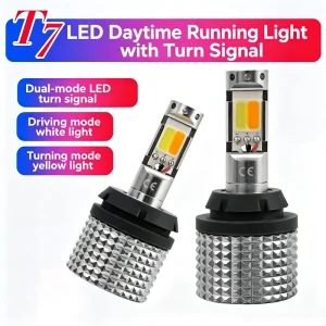 Car LED Dual Mode Anti Stroboscopic Bulbs Dual Color Integrated Decoding Turn Signal & Daytime Running Light BA15S T20 1156
