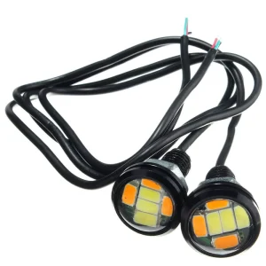 Car LED Eagle Eyes Light 23mm Dual Colors White Yellow 5630 6SMD Auto Fog Lights DRL Daytime Running Light Signal Lamp 12V