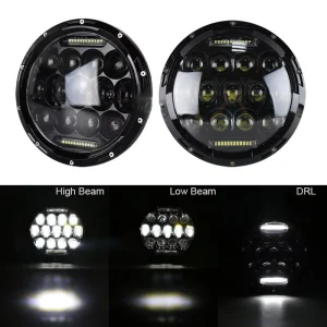 Car LED Headlights with High Brightness and Waterproof Are Suitable for Wrangler’s High and Low Beam Circular Headlights