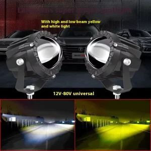 Car LED Laser Spotlight Off Road External Middle Grid Headlight Lens Strong Far Light Fog Lamp Laser Gun Refitting for