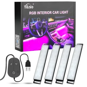 Car LED Lights Interior Multicolor LED Light with APP and DIY Mode Music Sync USB Under Dash Lighting Kit for Cars
