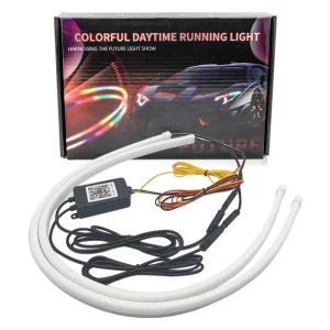 Car LED Start Scan Daytime Running Light Changeable Color Guide Dual Color Flowing Water Belt Turning Running Light APP Control
